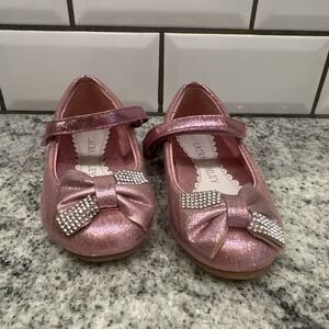 Laura Ashley Toddler Girls Shimmer Pink‎ Dress Shoes 5 New Rhinestones Starlet